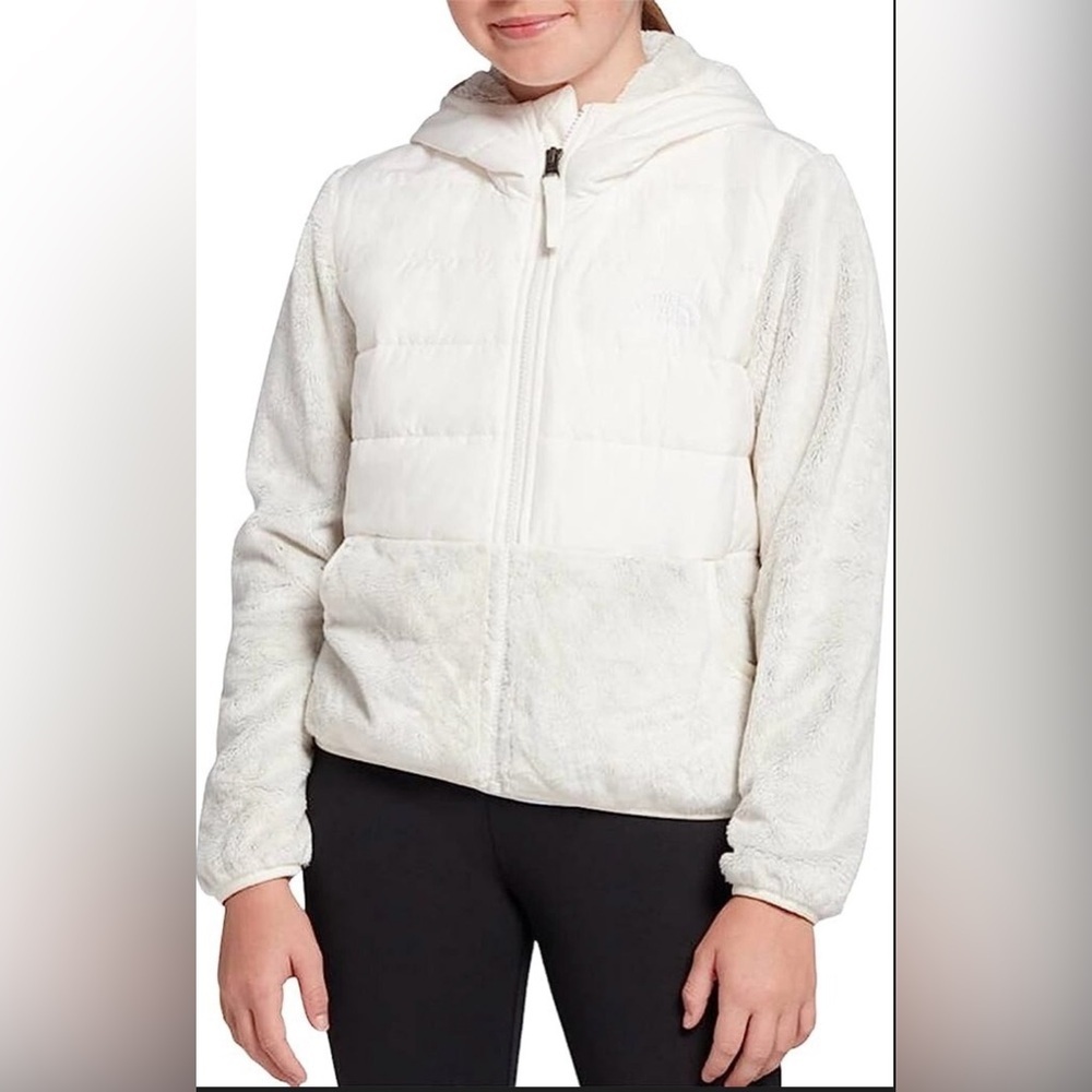 The North Face Girls Sherpa Mashup Full-Zip Hoodie Fleece Jacket Sz XL White - Picture 1 of 14